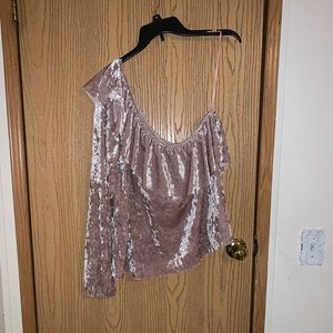 One shoulder crush velvet shirt